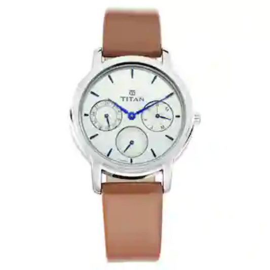 Titan Workwear Watch with White Dial & Leather Strap 2595SL01