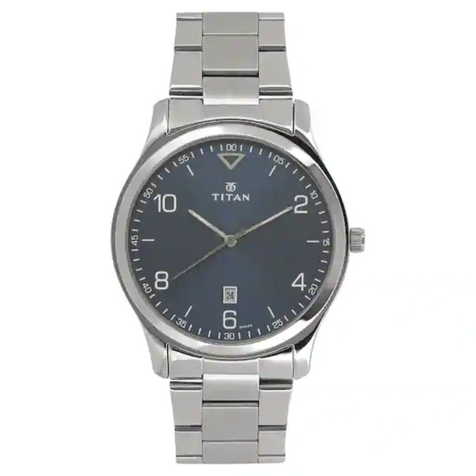 Titan Workwear Watch with Blue Dial & Stainless Steel Strap NM1770SM03(DH332)