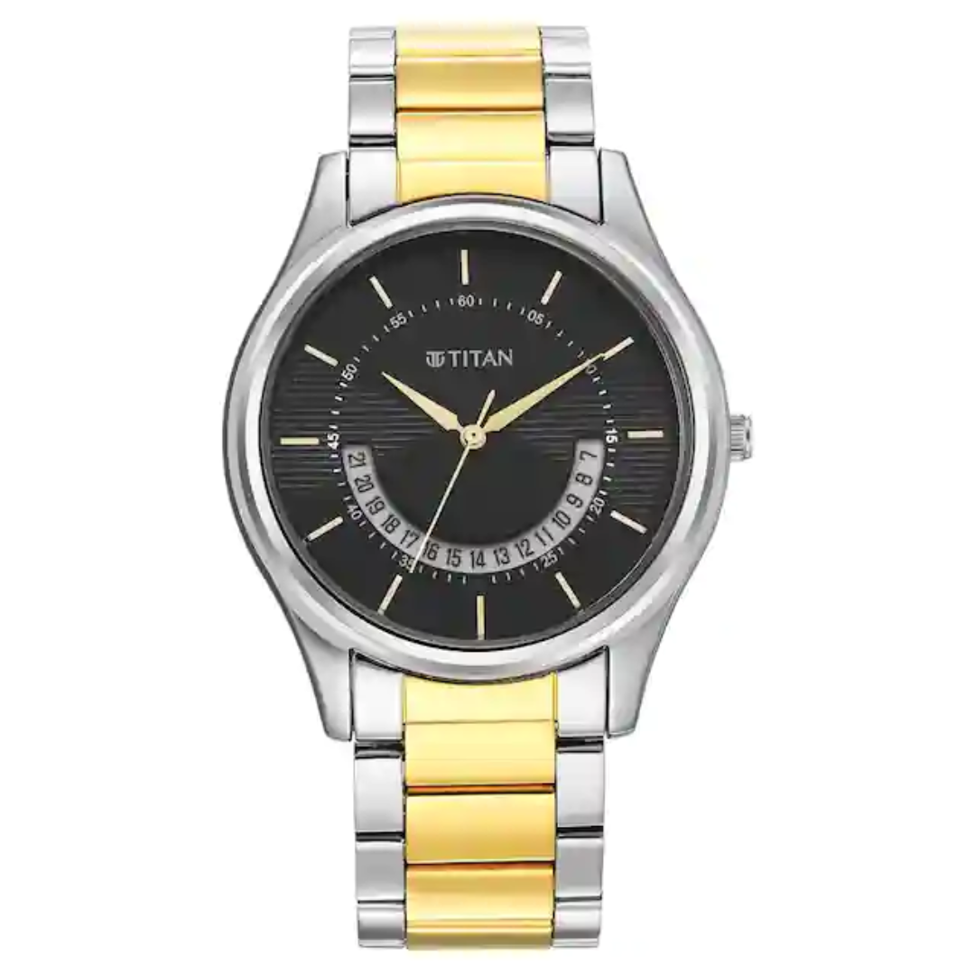 Titan Karishma Black Dial Brass Strap Watch 1713BM02 (DM457)