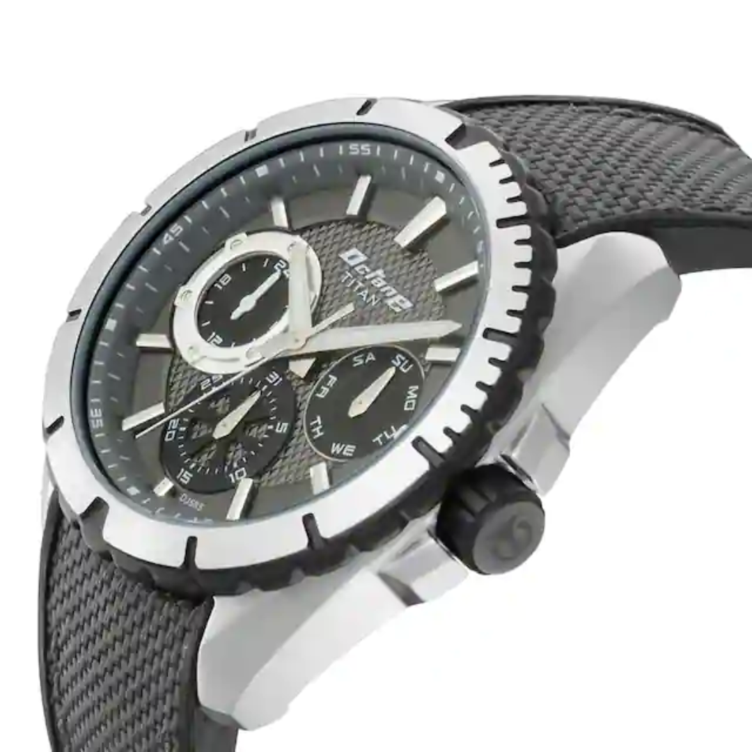 Titan Octane Grey Dial Grey Strap Watch 90109KP01 (DJ583)