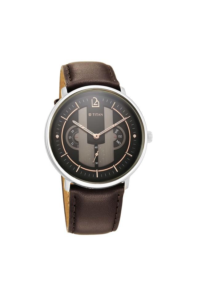 Quartet Black Dial Leather Strap Watch 1882SL01