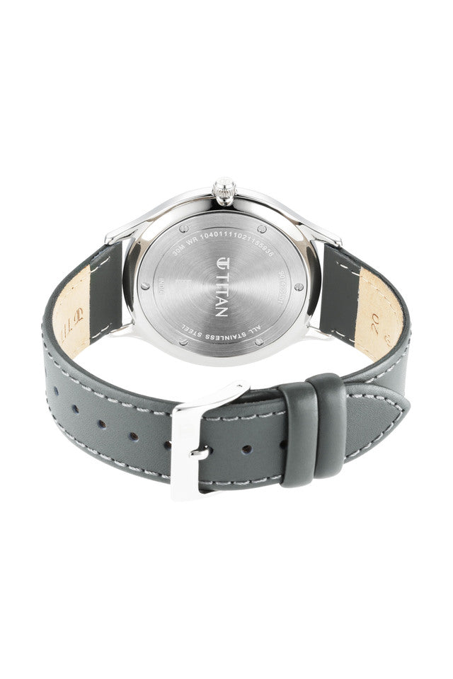 TITAN Classique Slimline Watch with Grey Dial & Green Leather Strap 90142SL01(DM685)