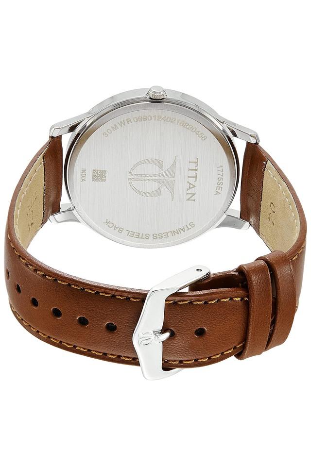 Titan Silver Dial Brown Leather Strap Watch NP1775SL01