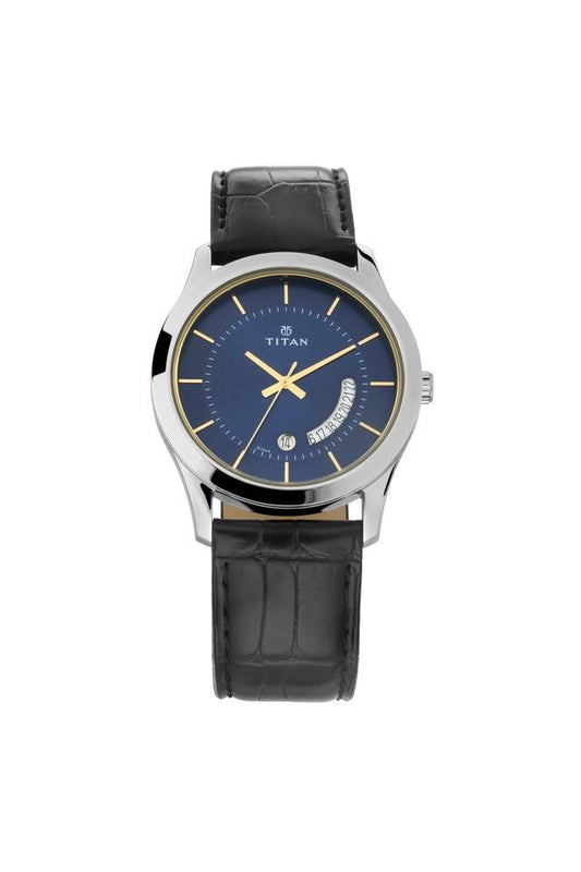 Blue Dial Leather Strap Watch NP1823SL01