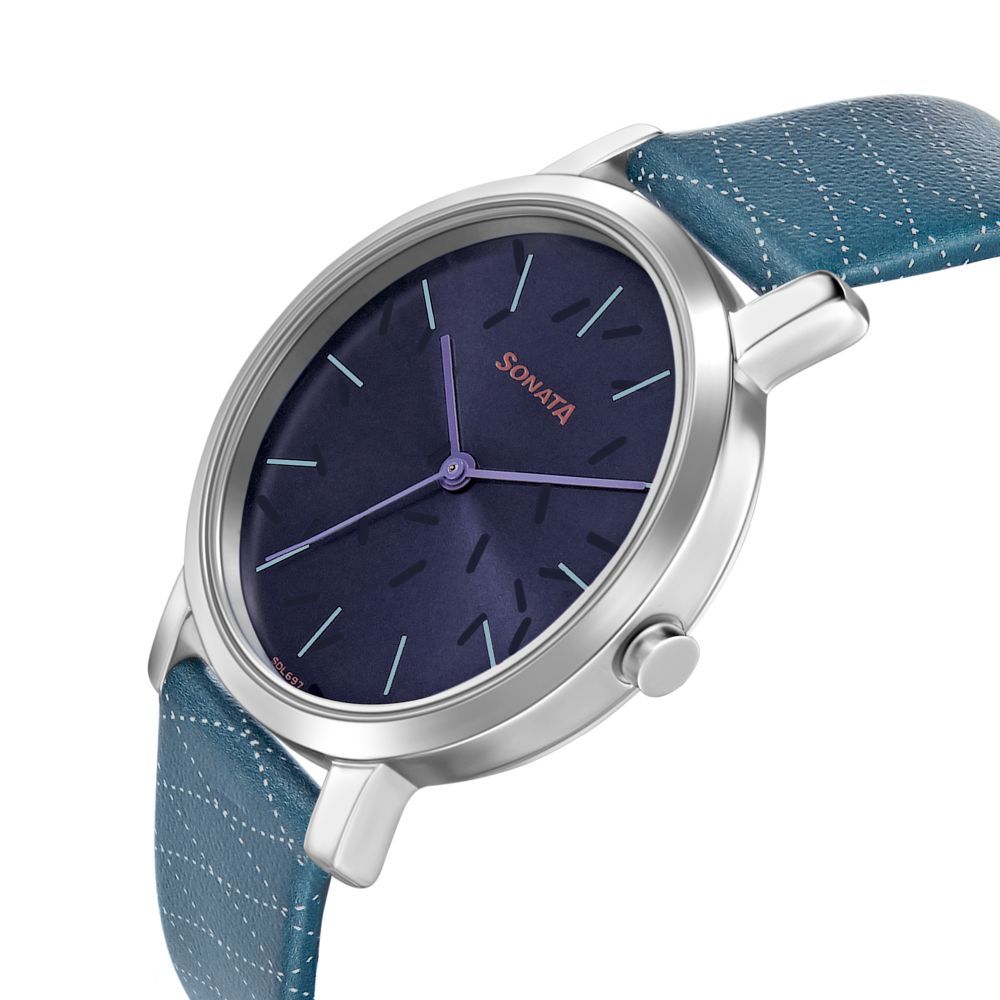 Sonata blue clearance dial watch