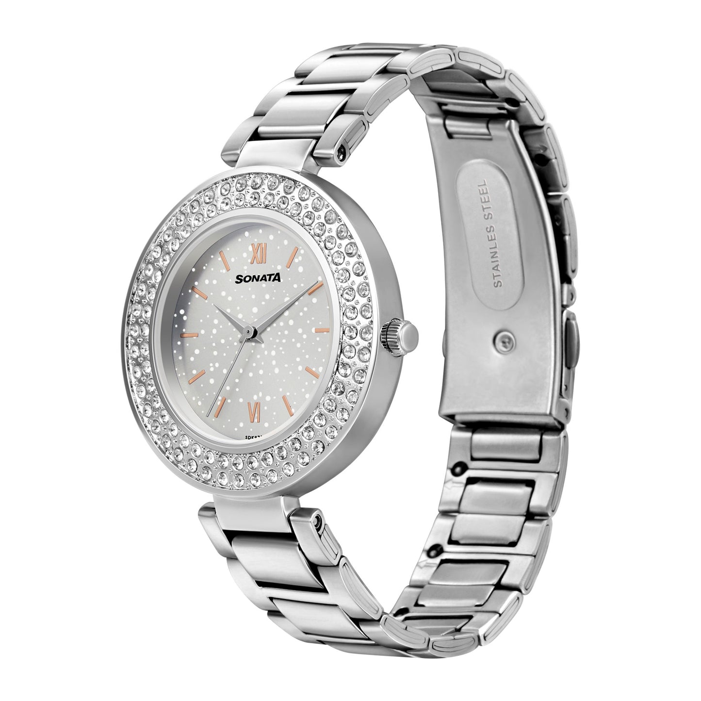 Blush It Up With Silver Dial Stainless Steel Watch 87033SM01