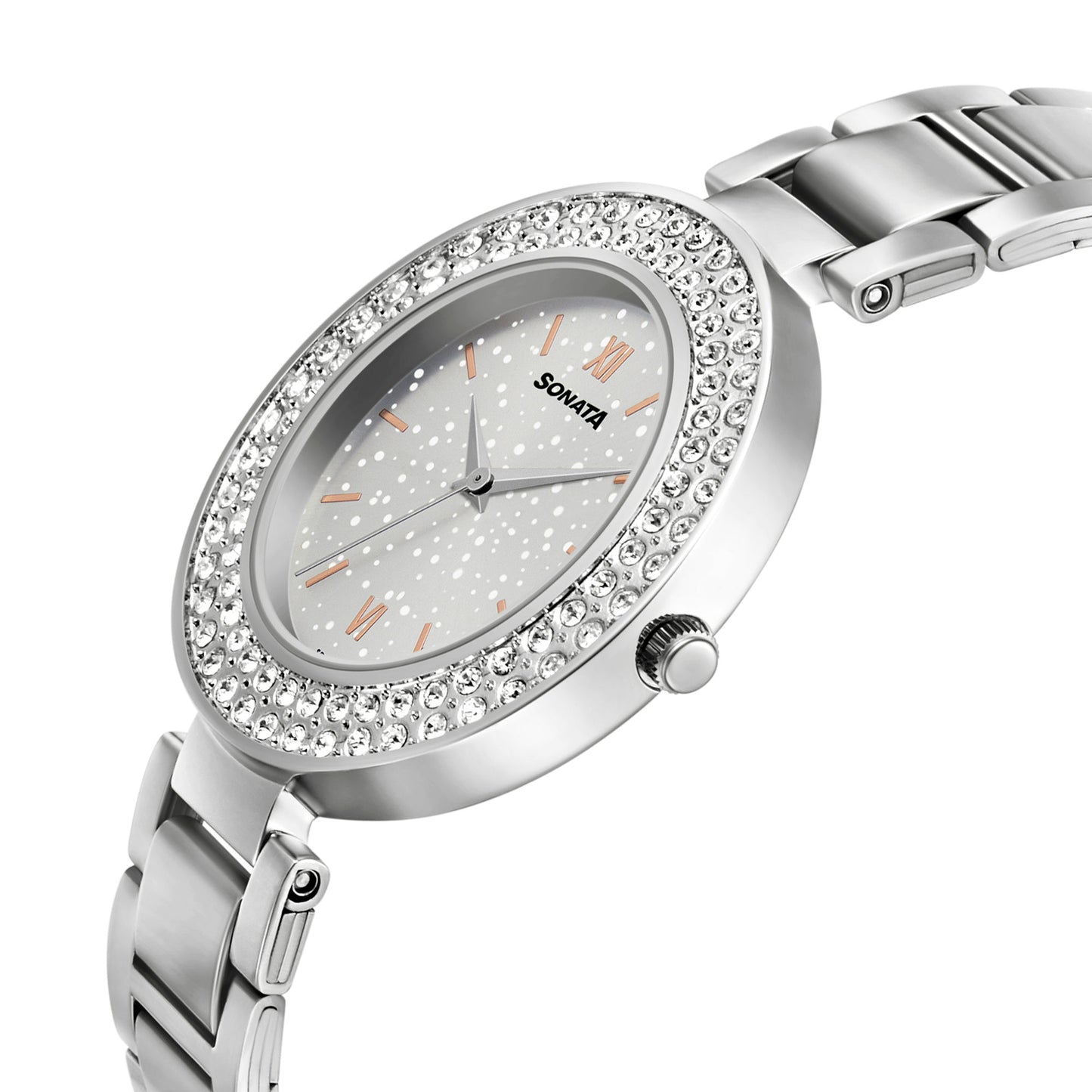 Blush It Up With Silver Dial Stainless Steel Watch 87033SM01