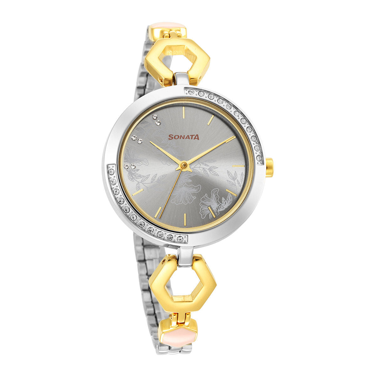 Utsav Grey Dail Two Toned Bi Metal Strap Watch NR8184BM01