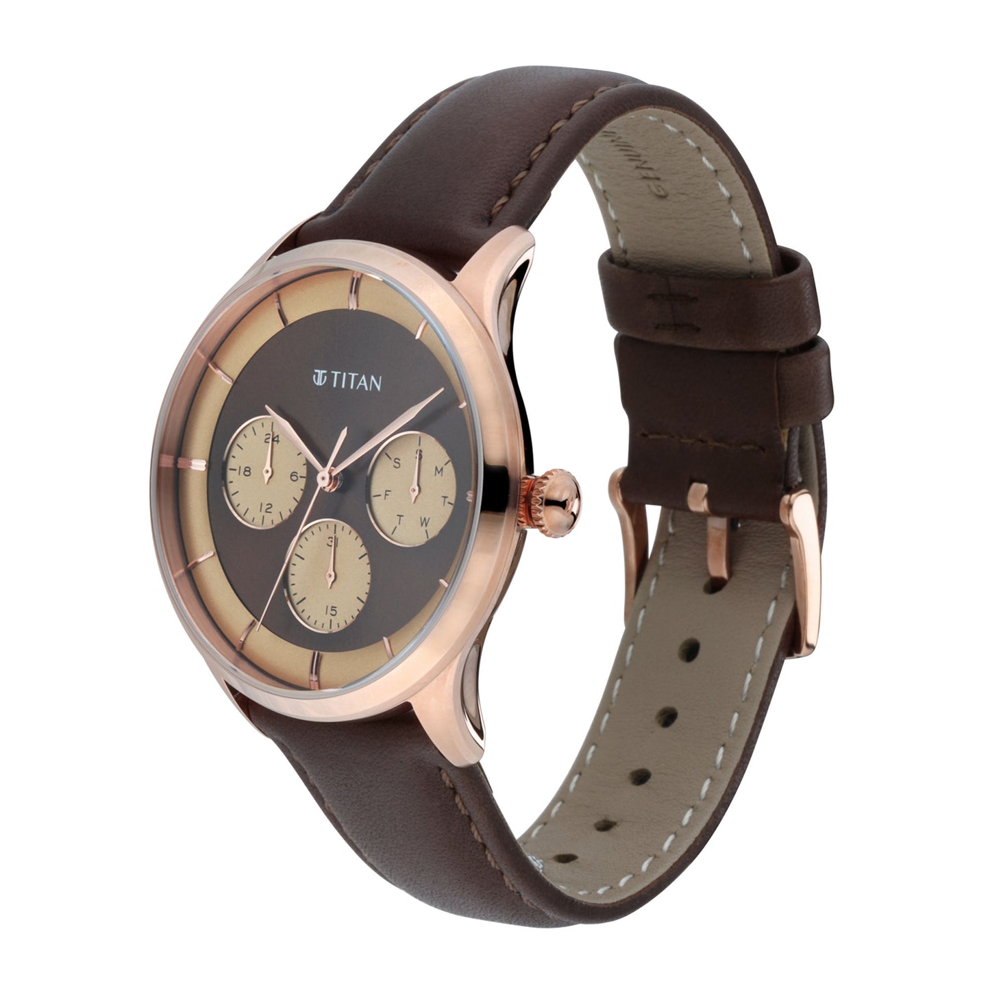 TITAN Brown Dial with Rose Gold Case 90125WL01