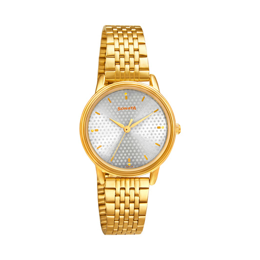 Gold Edit With Silver Dial Stainless Steel Strap Watch NR8175YM01