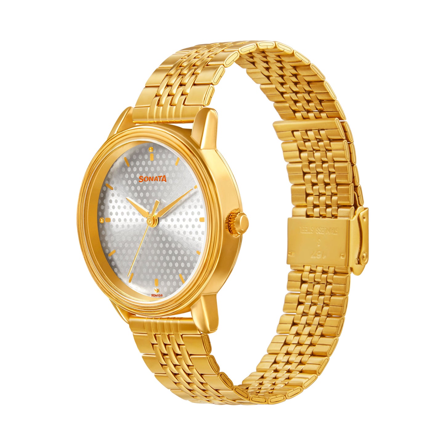 Gold Edit With Silver Dial Stainless Steel Strap Watch NR8175YM01