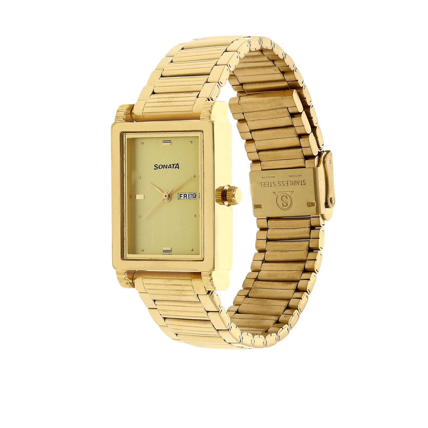 Champagne Dial Golden Stainless Steel Strap Watch NP7058YM05