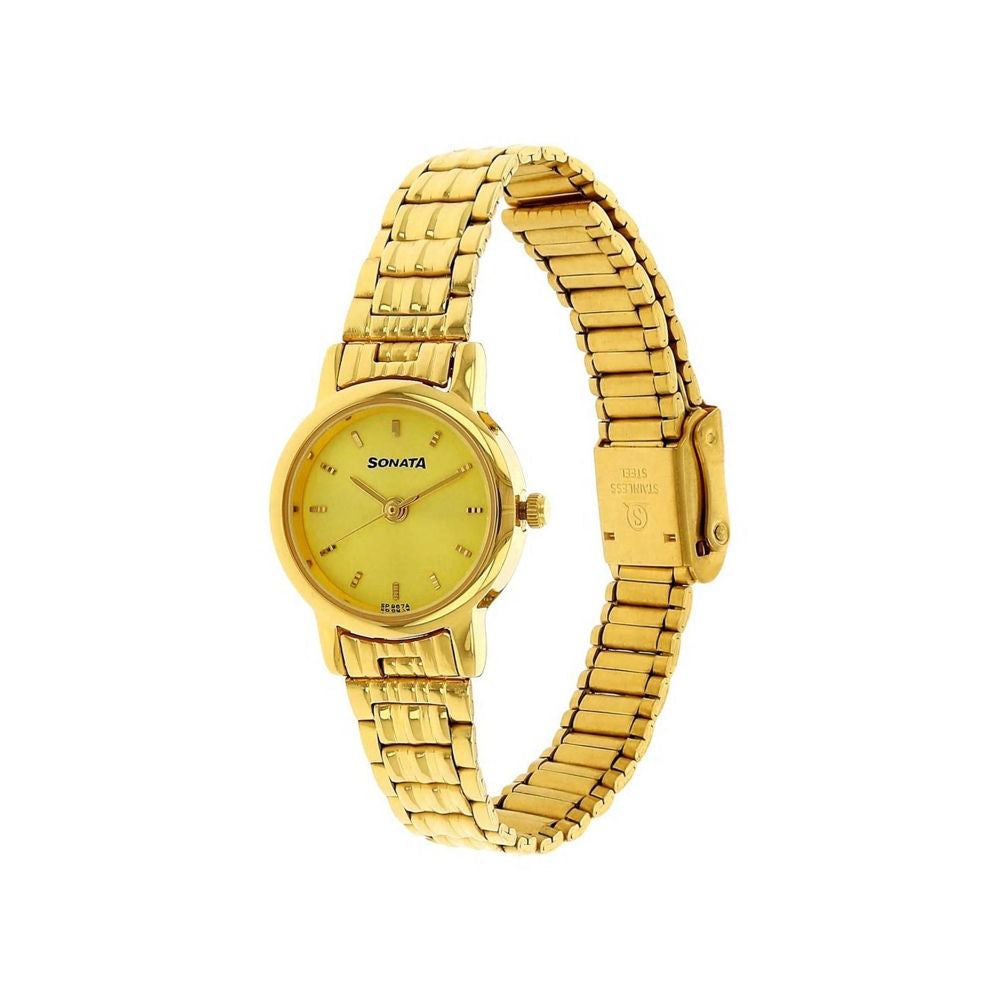 Sonata ladies discount watch golden colour