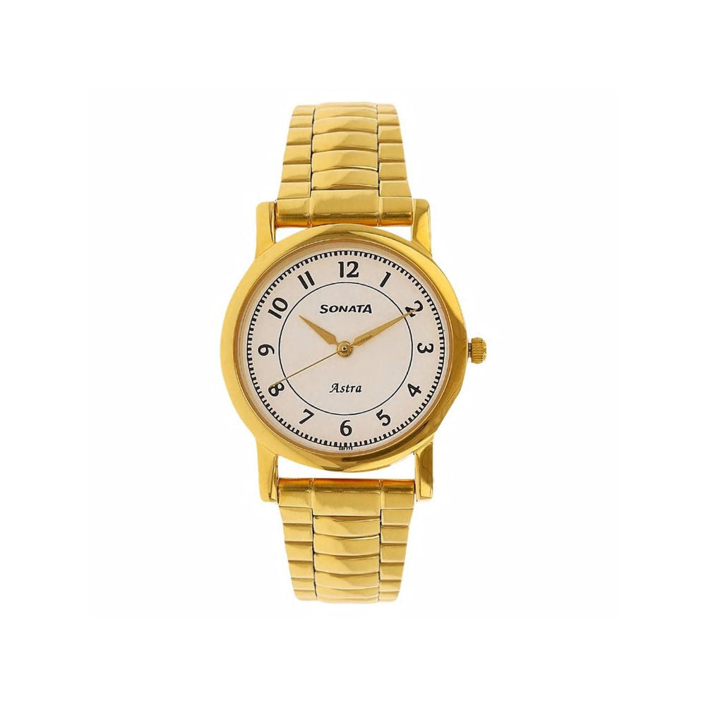 White Dial Golden Stainless Steel Strap Watch NR77049YM03