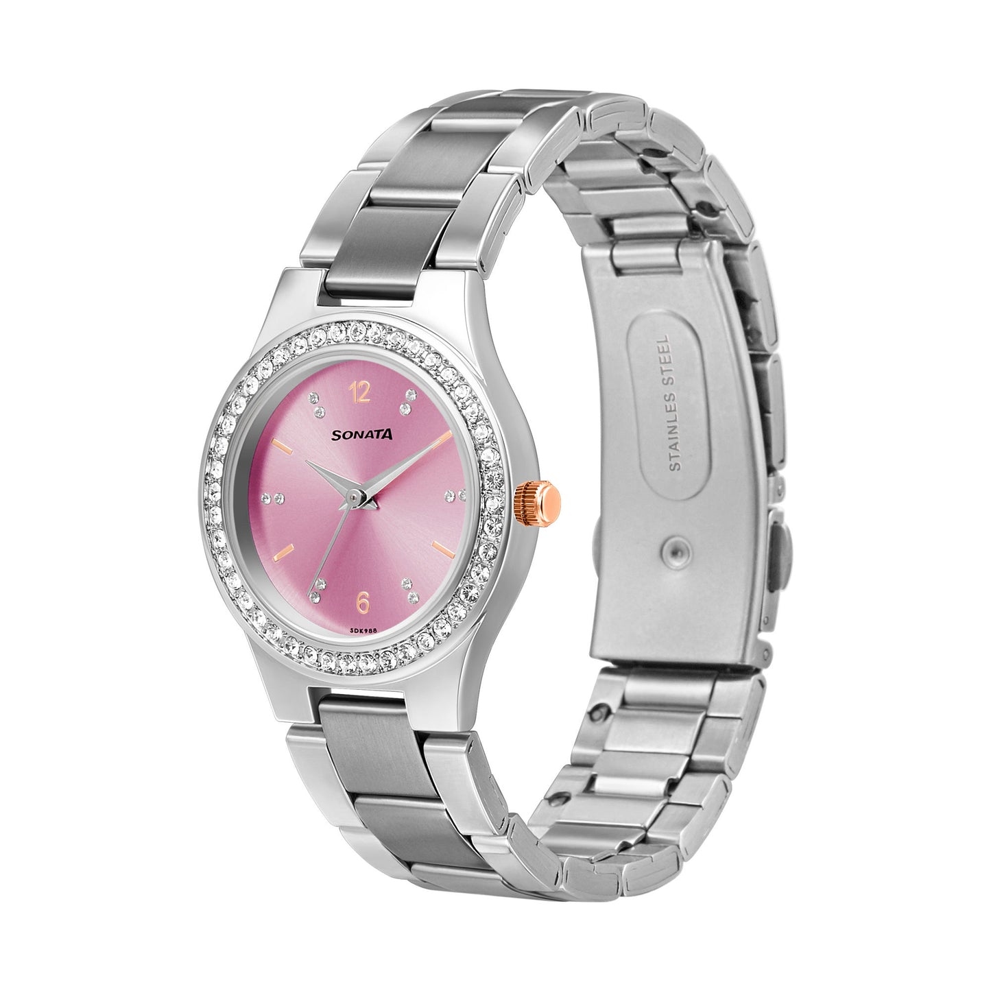 Blush It Up With Pink Dial Stainless Steel Watch NR87034KM03