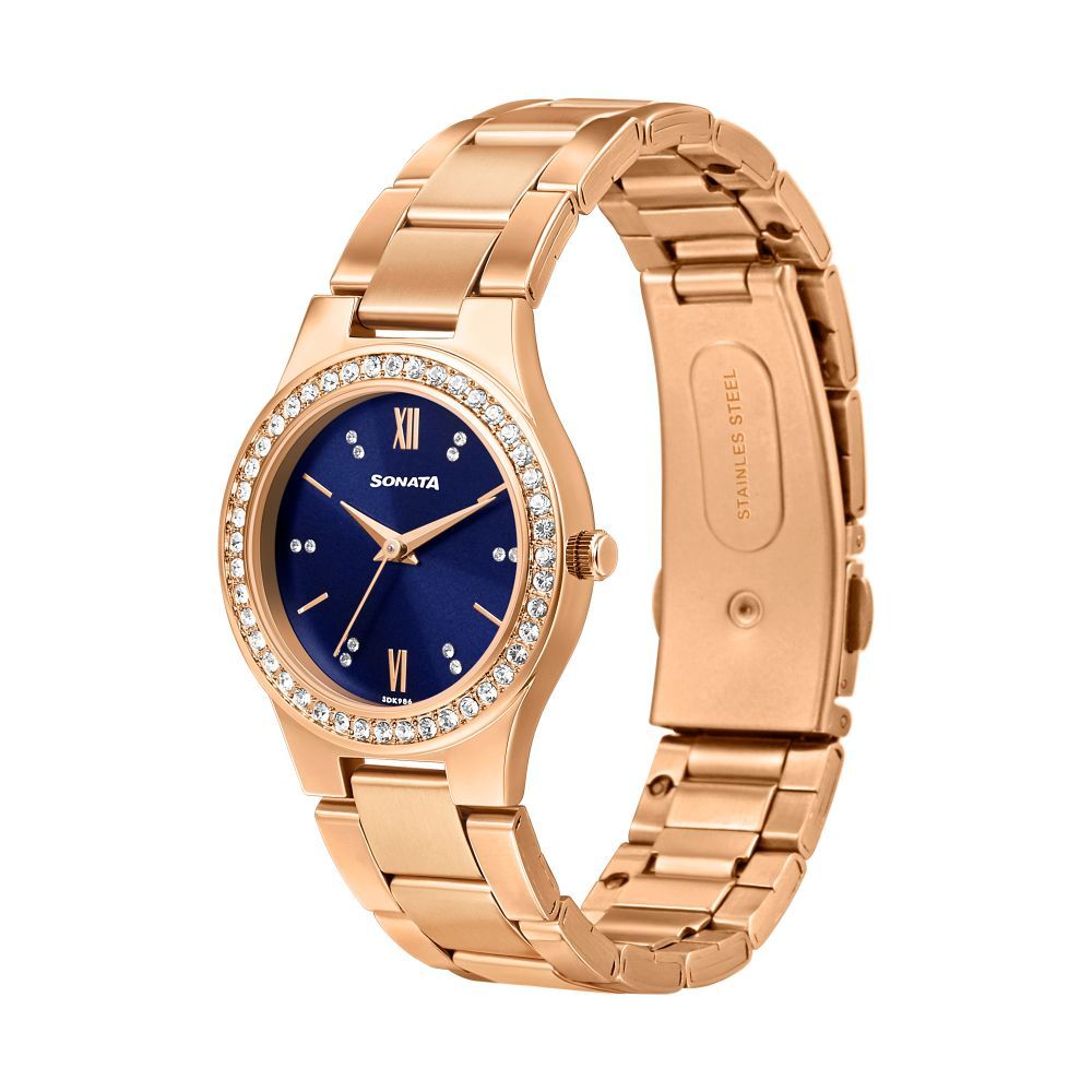 Blush It Up With Blue Dial Stainless Steel Watch 87034WM02