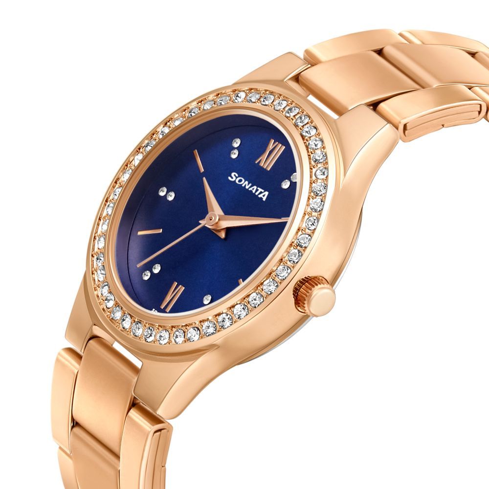 Blush It Up With Blue Dial Stainless Steel Watch 87034WM02