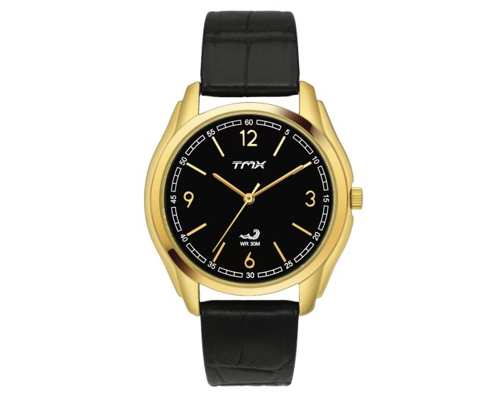 Classic Black Dial Leather Strap Watch TM0TG6804T