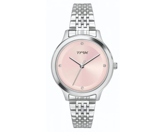 Stylish Pink Dial Watch With Crystals TM0TL10106