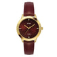 Crystal Studded Maroon Dial Leather Strap Watch TMTL10403T