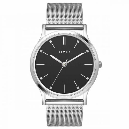 TIMEX CLASSICS COLLECTION PREMIUM QUALITY MEN'S ANALOG BLACK DIAL COLOURED QUARTZ WATCH, ROUND DIAL WITH 39MM CASE WIDTH - TW000R453