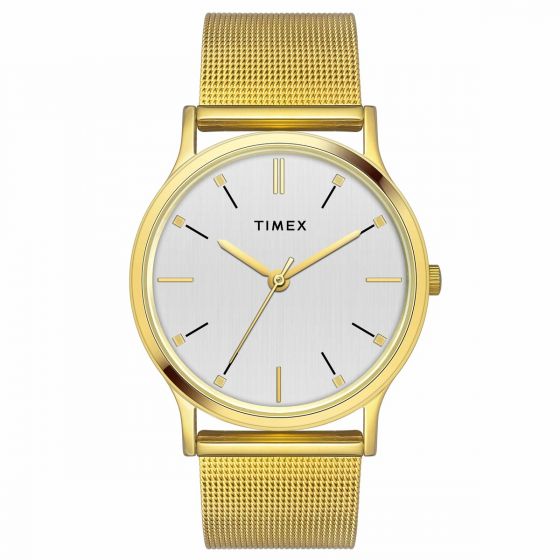 TIMEX CLASSICS COLLECTION PREMIUM QUALITY MEN'S ANALOG SILVER DIAL COLOURED QUARTZ WATCH, ROUND DIAL WITH 39MM CASE WIDTH - TW000R454