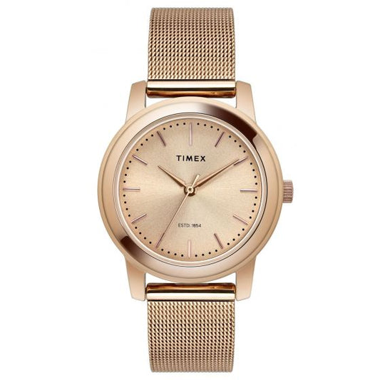 TIMEX ANALOG ROSE GOLD DIAL WOMEN'S WATCH-TW000W111