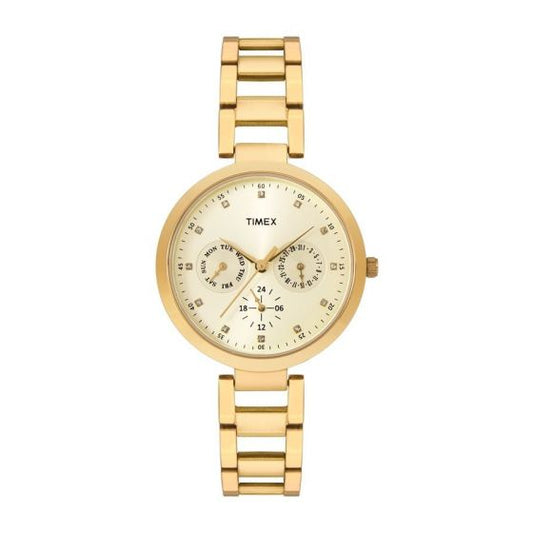 TIMEX FASHION ANALOG GOLD DIAL WOMEN'S WATCH-TW000X208