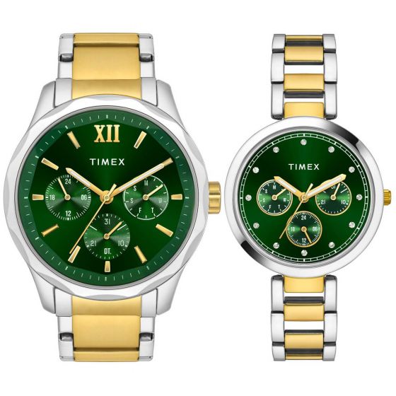 TIMEX ANALOG GREEN DIAL PAIRS WATCH-TW00PR278