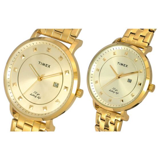 TIMEX ANALOG CHAMPAGNE DIAL PAIRS WATCH-TW00PR280