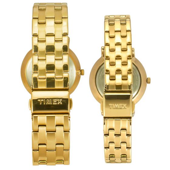 TIMEX ANALOG CHAMPAGNE DIAL PAIRS WATCH-TW00PR280