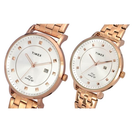 TIMEX ANALOG SILVER DIAL PAIRS WATCH-TW00PR281