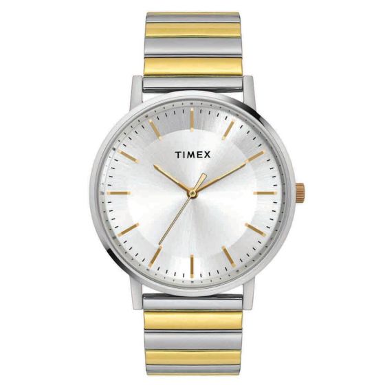 TIMEX MEN'S FASHION SILVER DIAL WATCH WITH DUAL-TONE BRACELET-TW0TG8009