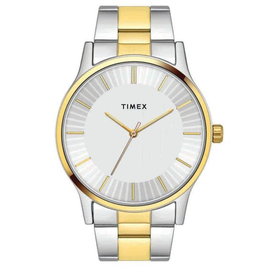 TIMEX SLEEK SILVER DIAL WATCH WITH TWO-TONE BRACELET -TW0TG8302