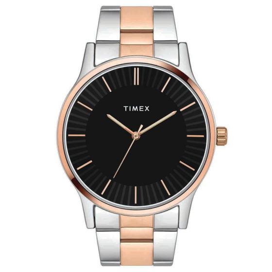 TIMEX SLEEK BLACK DIAL WATCH WITH TWO-TONE BRACELET -TW0TG8305