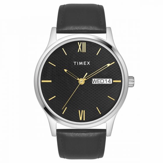 TIMEX CLASSICS COLLECTION PREMIUM QUALITY MEN'S ANALOG BLACK DIAL COLOURED QUARTZ WATCH, ROUND DIAL WITH 42MM CASE WIDTH - TW0TG8309