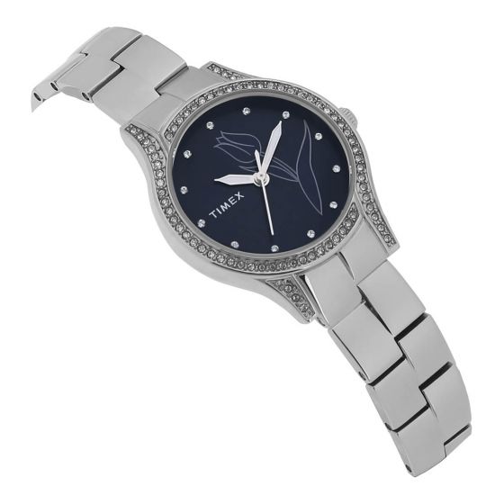 TIMEX EMPERA WOMEN'S BLUE DIAL ROUND CASE 3 HANDS FUNCTION WATCH -TW0TL9500