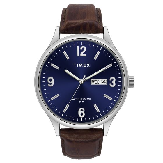 TIMEX FASHION MEN'S BLUE DIAL ROUND CASE DAY DATE FUNCTION WATCH -TWEG18400