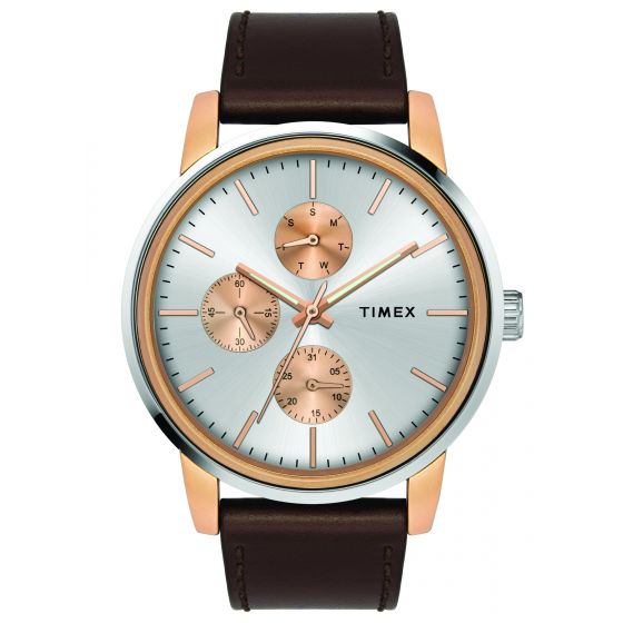 TIMEX FUSION MULTIFUNCTION ANALOG SILVER DIAL MEN'S WATCH-TWEG18900