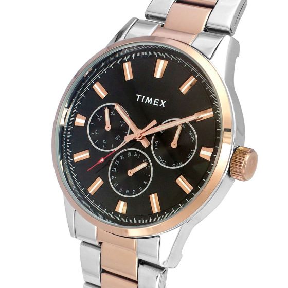 TIMEX FASHION MEN'S BLACK DIAL ROUND CASE MULTIFUNCTION FUNCTION WATCH -TWEG19910