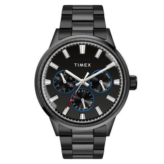 TIMEX FASHION MEN'S BLACK DIAL ROUND CASE MULTIFUNCTION FUNCTION WATCH -TWEG19911