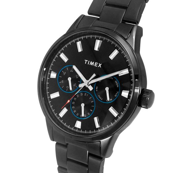 TIMEX FASHION MEN'S BLACK DIAL ROUND CASE MULTIFUNCTION FUNCTION WATCH -TWEG19911