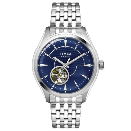 TIMEX E CLASS MEN'S BLUE DIAL ROUND CASE AUTOMATIC FUNCTION WATCH -TWEG21002