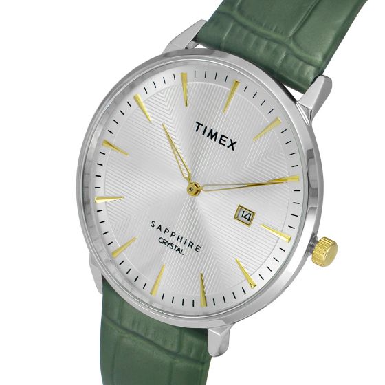 TIMEX FASHION MEN'S SILVER DIAL ROUND CASE 2 HANDS+DATE FUNCTION WATCH -TWEG21900