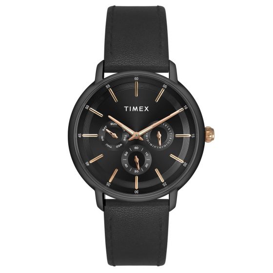 TIMEX FASHION MEN'S BLACK DIAL ROUND CASE MULTIFUNCTION FUNCTION WATCH -TWEG22003