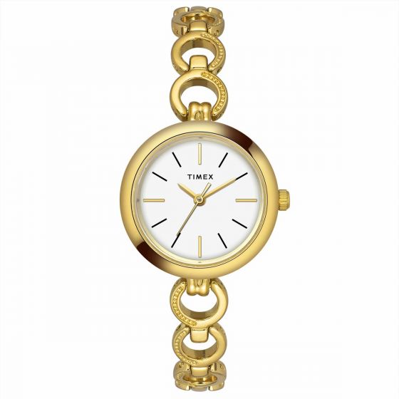 TIMEX CLASSICS COLLECTION PREMIUM QUALITY WOMEN'S ANALOG WHITE DIAL COLOURED QUARTZ WATCH, ROUND DIAL WITH 26MM CASE WIDTH - TWEL11433