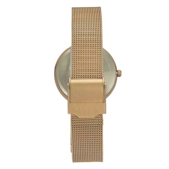 TIMEX PREMIUM SILVER DIAL WATCH WITH ROSE GOLD MESH BRACELET-TWEL11823