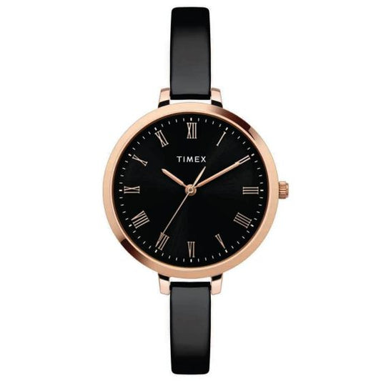 TIMEX MINIMALIST BLACK DIAL WATCH WITH BLACK BRACELET-TWEL12818