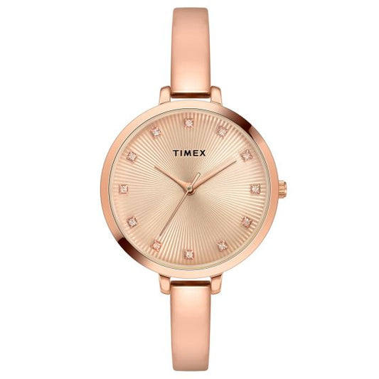 TIMEX ANALOG ROSE GOLD DIAL WOMEN'S WATCH - TWEL12821