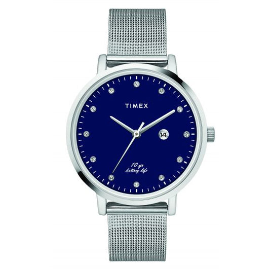 TIMEX LONG LAST TEN YEAR BATTERY LIFE ANALOG BLUE DIAL WOMEN'S WATCH-TWEL12906